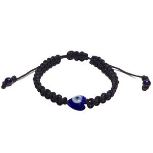 Evil Eye Macrame Bracelet Nylon Cord Black Color